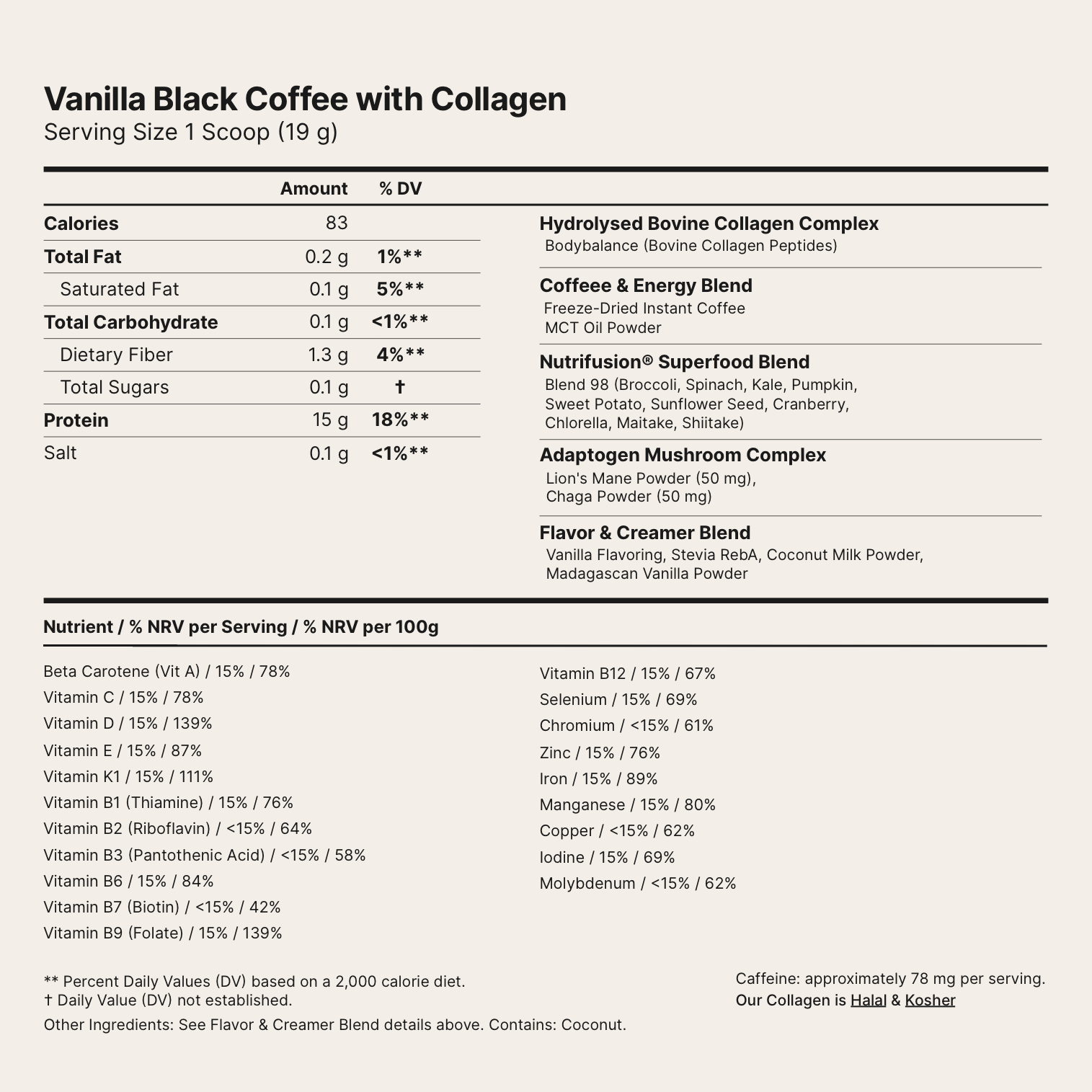 Vanilla Black Coffee with Collagen